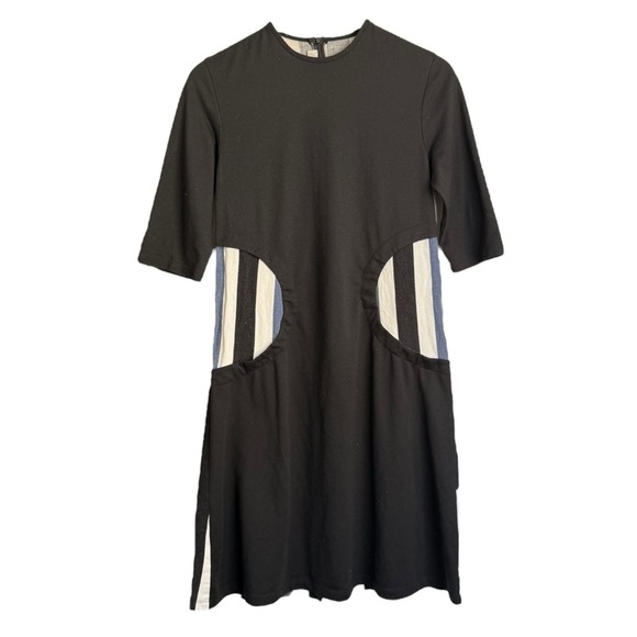 Rose Bleu Girls Black 3/4 Sleeve Dress Size 18 Blue White Stripe Detail - Picture 1 of 10